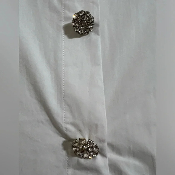 **SOLD Oat New York 100% Cotton Crisp White Snap down Oversize Blouse - Picture 5 of 5